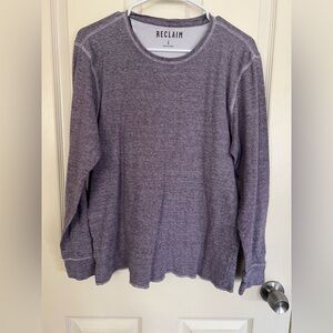 Reclaim Purple Marled Long Sleeve Crew Neck Thermal Top Size L 100% Cotton